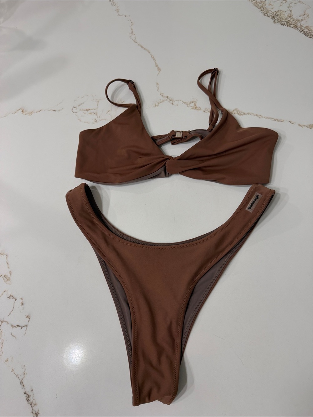 Blackbough Brown Twist Front Bikini Set | L
